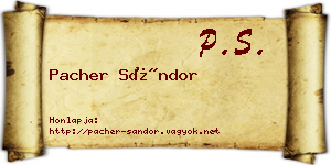 Pacher Sándor névjegykártya